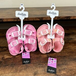 Chatties Baby NWT Sandals 2 Pair Pink Camo Floral‎ Size 5/6 Child/Baby